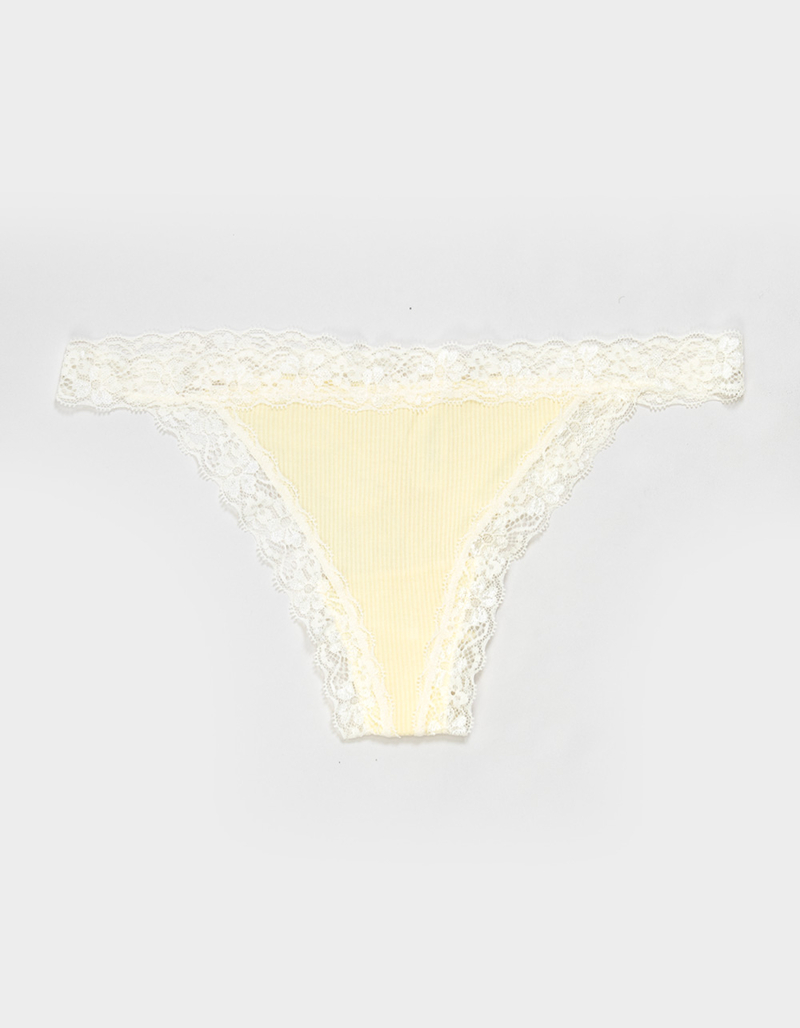 FULL TILT Rib Lace Trim Thong image number 0