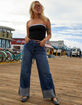 RSQ Womens Mid Rise Wide Leg Cuffed Jeans image number 1