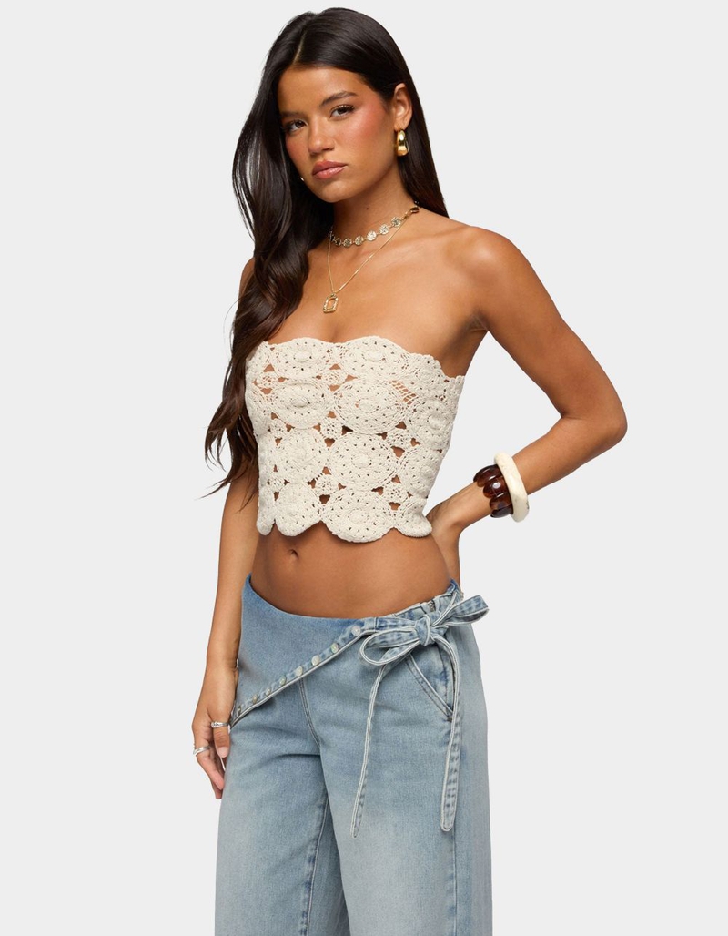 EDIKTED Laurin Crochet Strapless Top image number 1