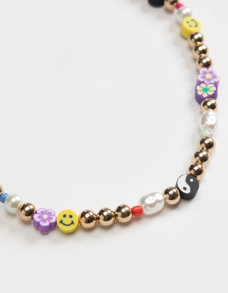 FULL TILT Yin Yang Smile & Pearl Beaded Necklace image number 1