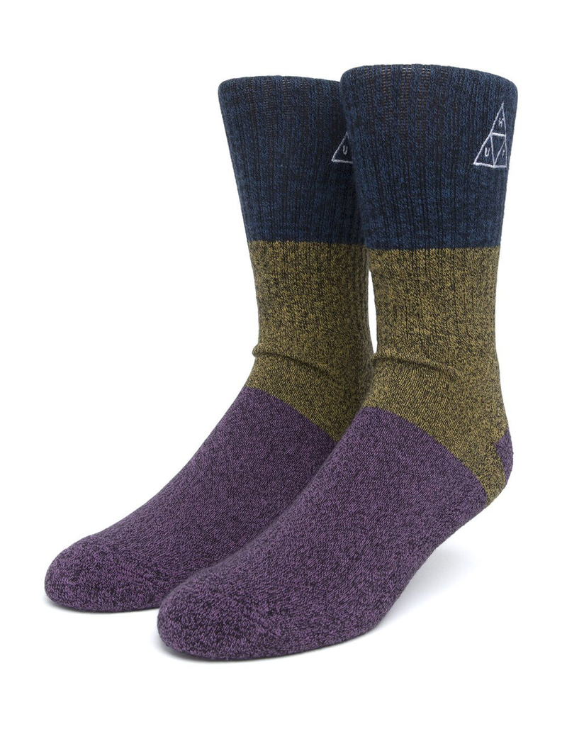HUF Embroidered Marled Triple Triangle Mens Crew Socks image number 0