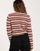 FULL TILT Stripe Open Knit Tie Front Womens Top image number 3