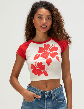 ROXY Vintage Hibiscus Womens Raglan Baby Tee Primary Image