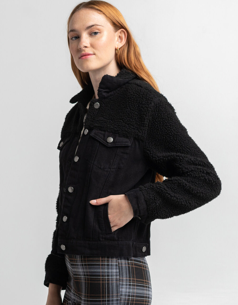 ASHLEY VINTAGE CHARM Womens Sherpa Trucker Jacket image number 1