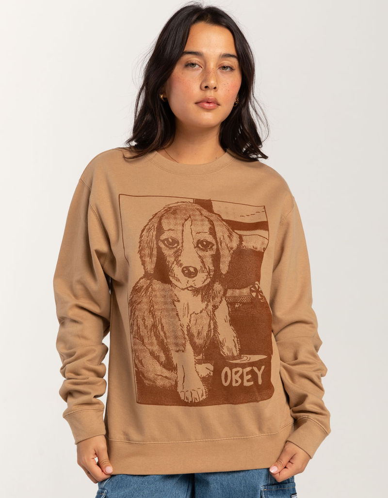OBEY Clumsy Puppy Womens Crewneck Sweatshirt image number 0