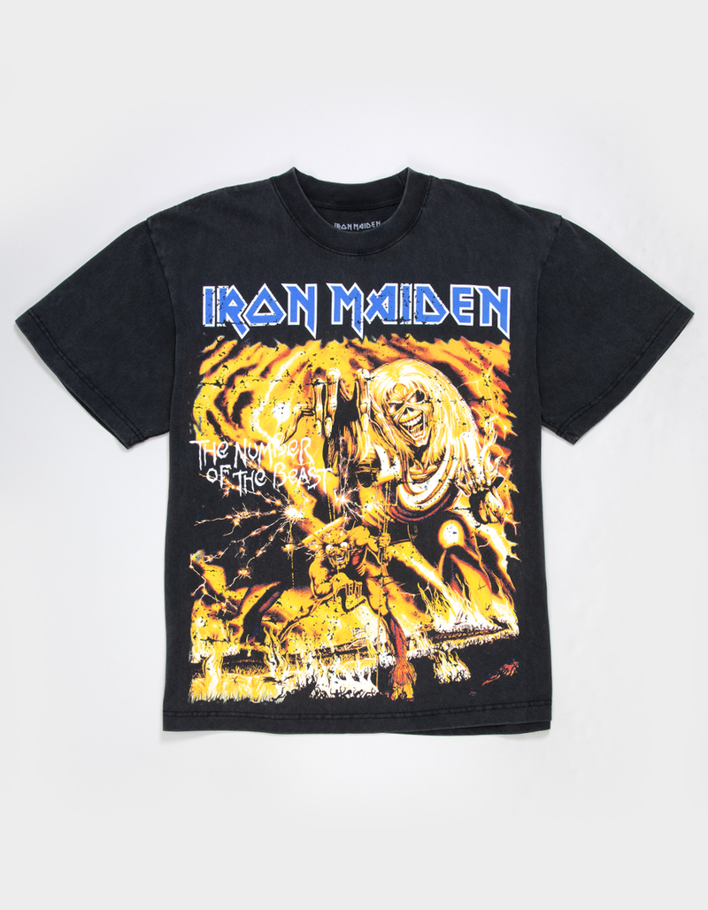 IRON MAIDEN Number Of The Beast Fire Mens Boxy Tee image number 0