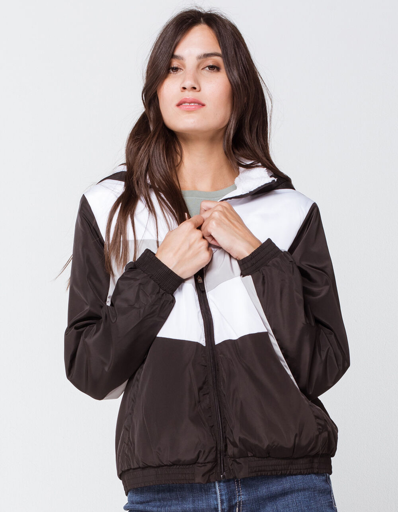 ASHLEY Chevron Sherpa Lined Black Womens Jacket image number 0