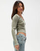 FULL TILT Notch Neck Womens Long Sleeve Rib Top image number 3