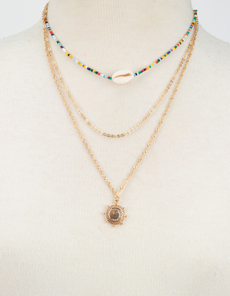 FULL TILT Layered Rainbow Beads & Puka Shell Necklace image number 1