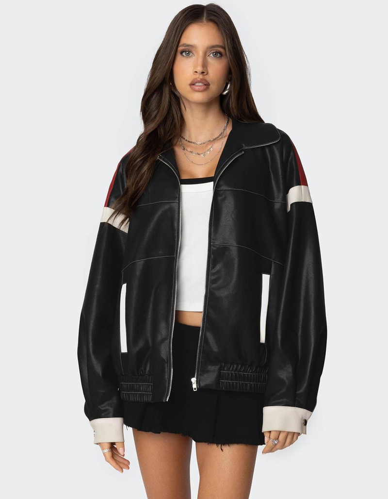 EDIKTED North Star Faux Leather Jacket image number 2