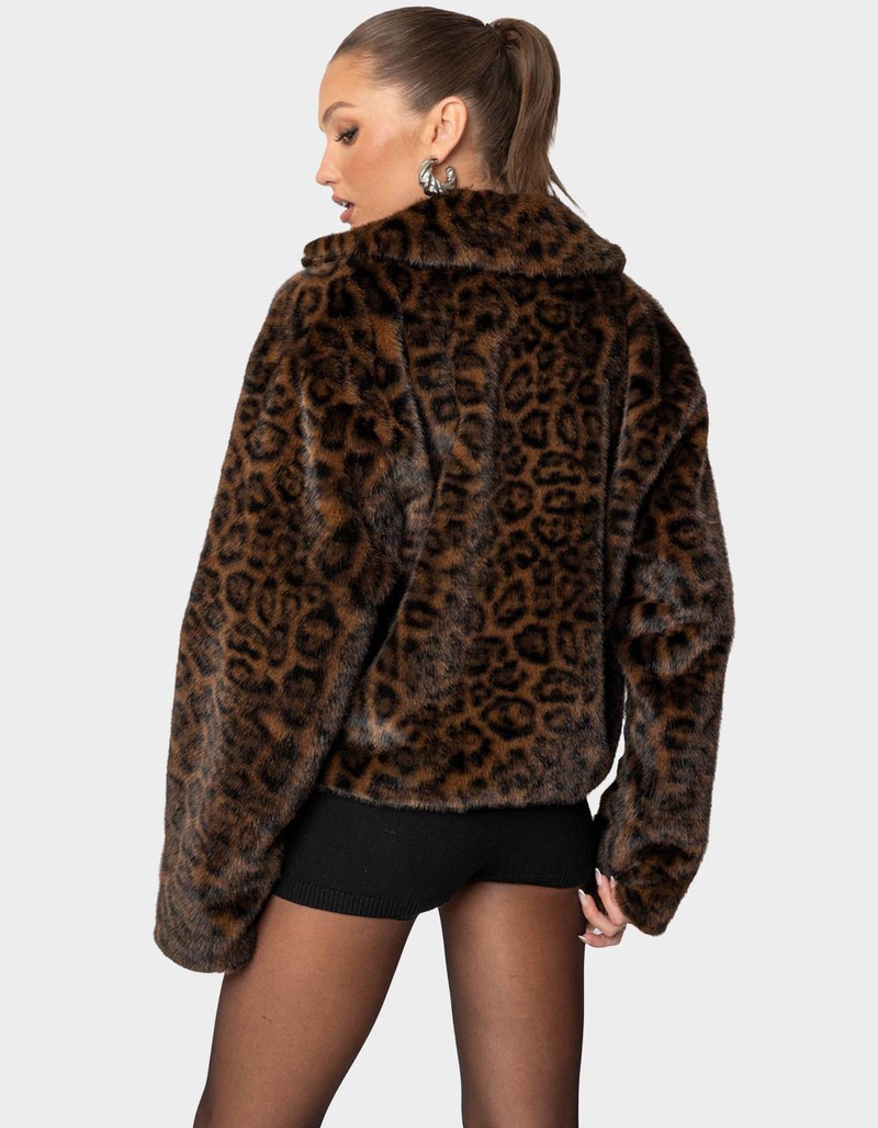 EDIKTED Lady Leopard Faux Fur Jacket image number 4