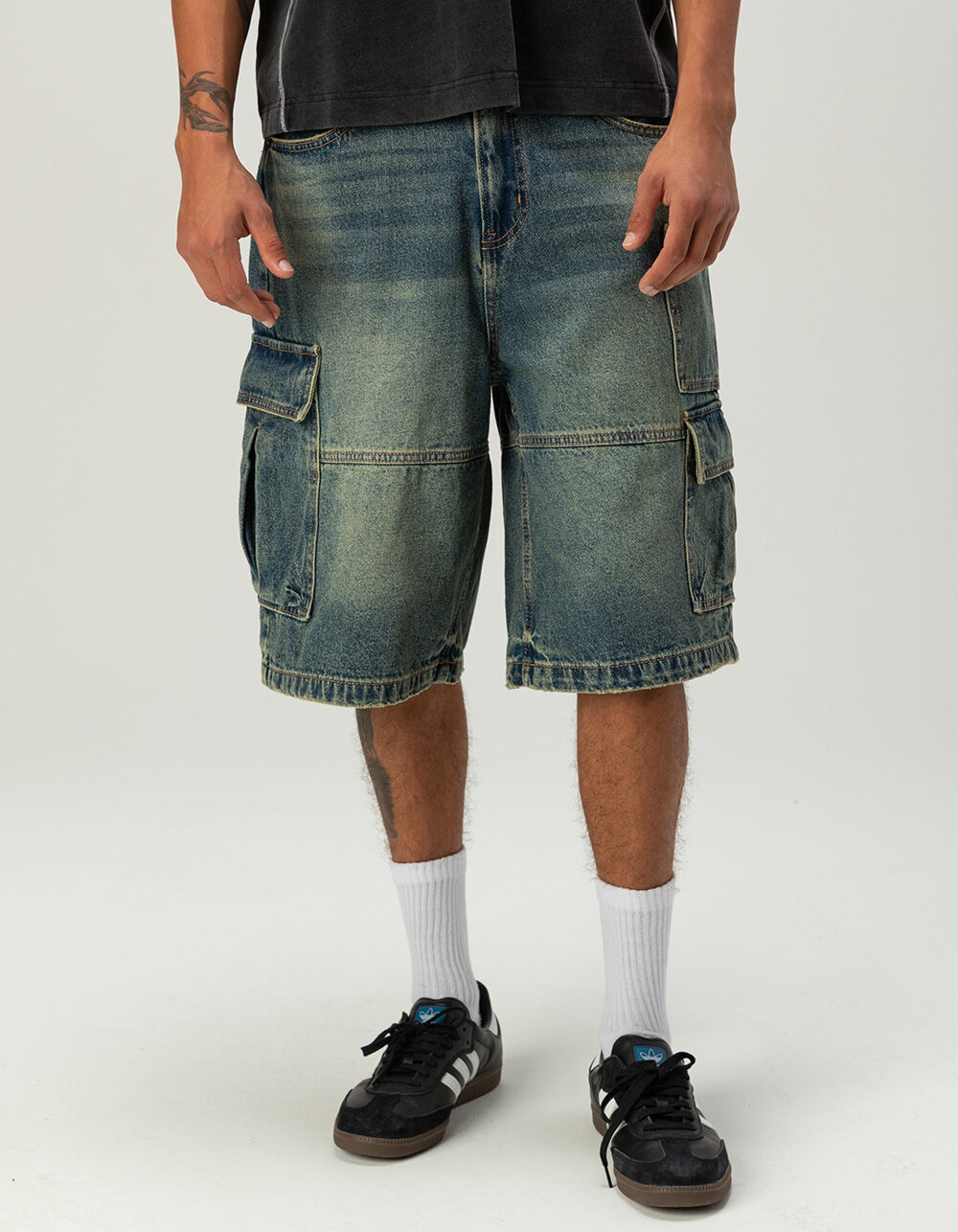 RSQ Mens Baggy Cargo Jorts - TINTED DENIM | Tillys