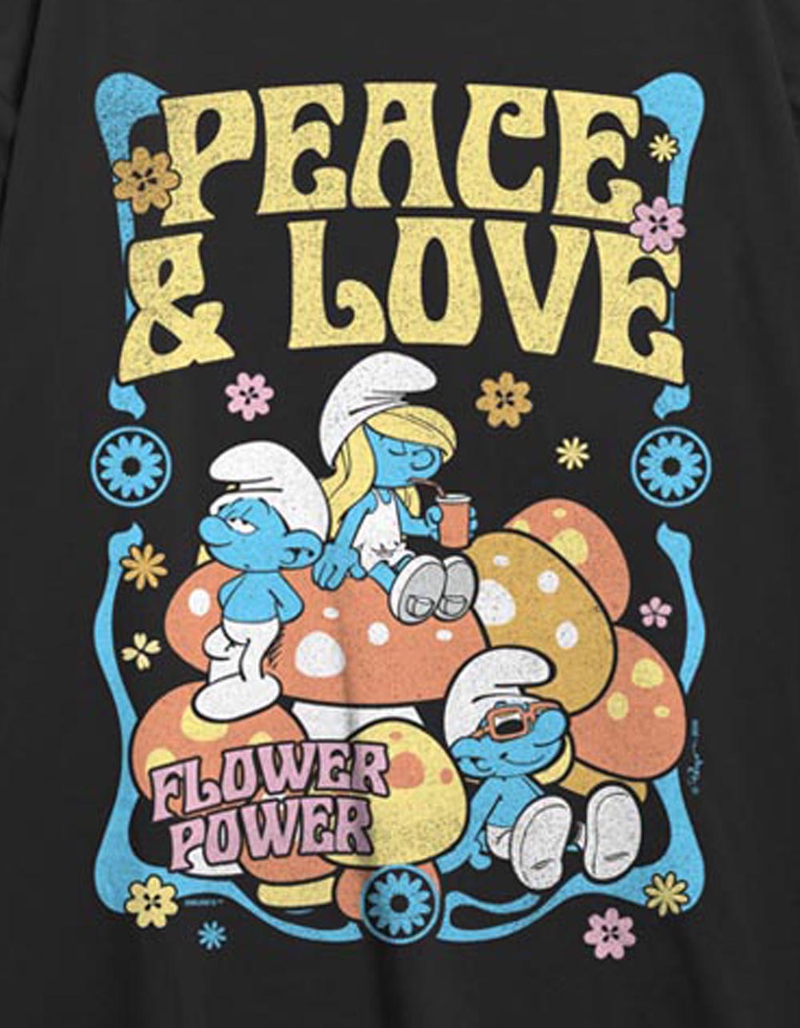 THE SMURFS Flower Power Womens Oversized Tee image number 1
