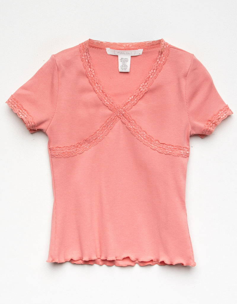 FULL TILT  Lace Rib Girls Top image number 1