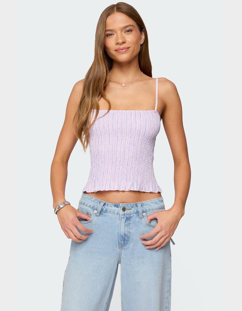 EDIKTED Leela Scrunch Striped Tank Top image number 0