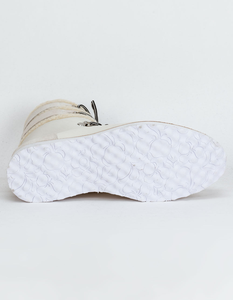 ROXY Brandi Leather Shearling Womens White Boots image number 4