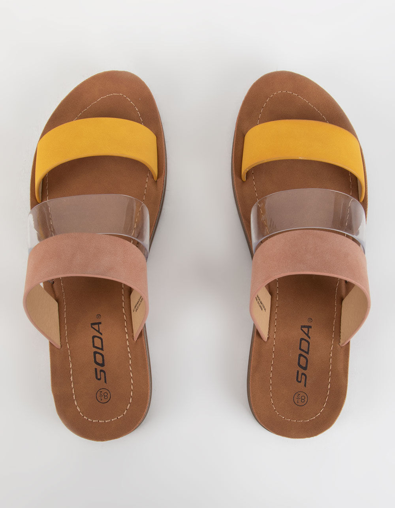 SODA 3 Strap Womens Clear Slide Sandals image number 1
