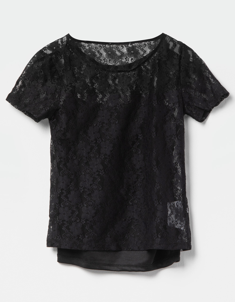 FULL TILT Girls Allover Lace Tee image number 0