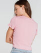 HEART & HIPS Pointelle Womens Pink Baby Tee image number 3