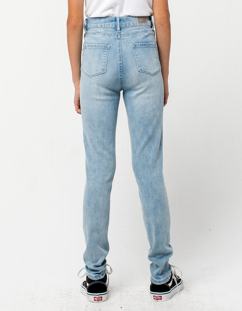 RSQ LA Super High Rise Light Wash Girls Skinny Jeans image number 3