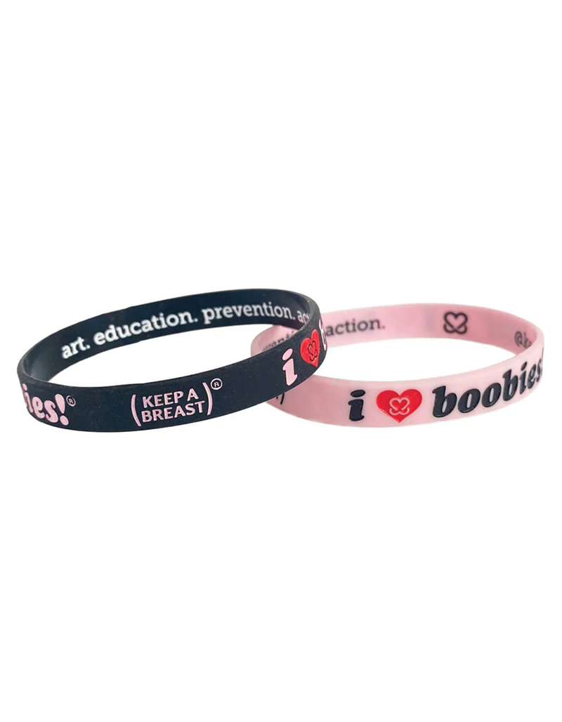 KEEP A BREAST I Love Boobies! 2 Pack Mini Bracelets image number 1