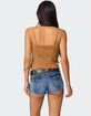 EDIKTED Tori Faux Suede Button Up Top image number 4
