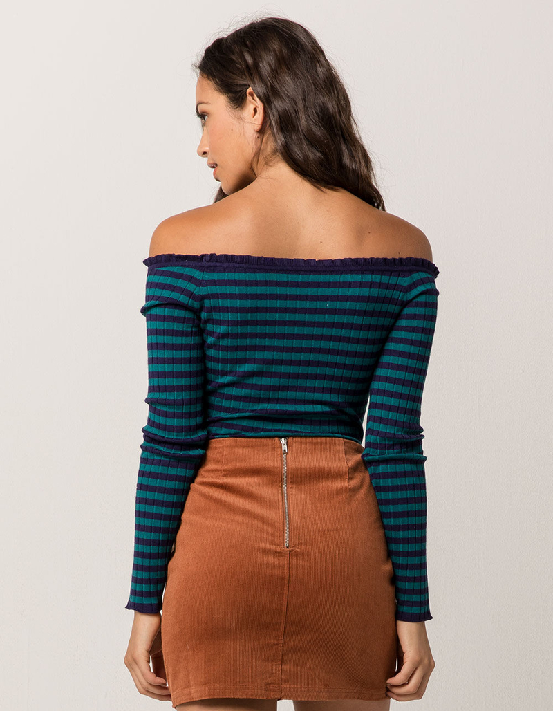 SKY AND SPARROW Marilyn Emerald Womens Off The Shoulder Top image number 2