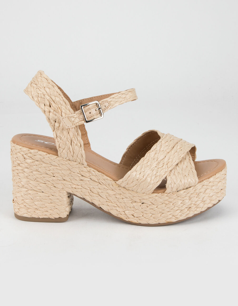 SODA Raffia Crisscross Womens Platform Sandals image number 1