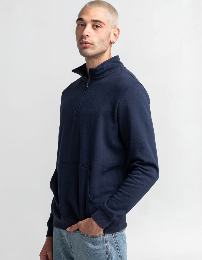 RSQ Mens Navy 1/4 Zip Mock Neck Sweatshirt image number 2