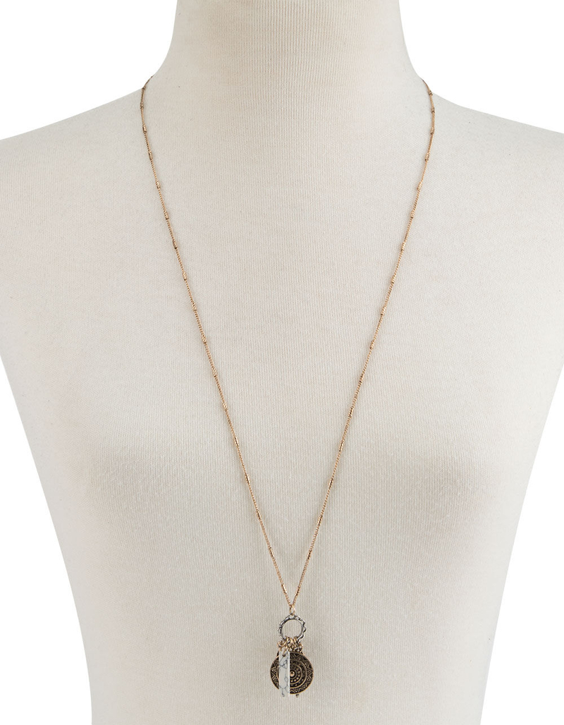 FULL TILT Howlite & Feather Long Necklace image number 1