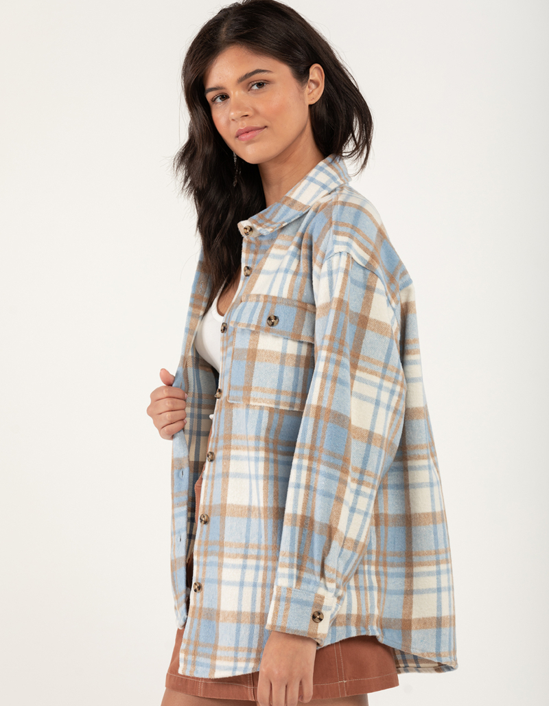 RSQ Womens Large Scale Plaid Shacket - BLUE COMBO - S | Tillys