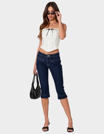 EDIKTED Contrast Stitch Capri Jeans Alternative Image