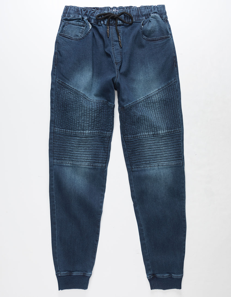 EAST POINTE Knit Indigo Mens Moto Jogger Pants image number 3