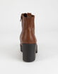 BAMBOO Chunky Lug Sole Lace Up Chestnut Womens Boots image number 4
