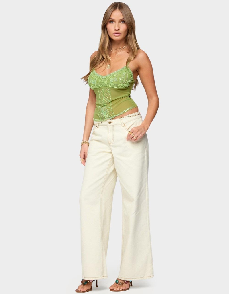 EDIKTED Azelia Beaded Sheer Chiffon Top image number 3