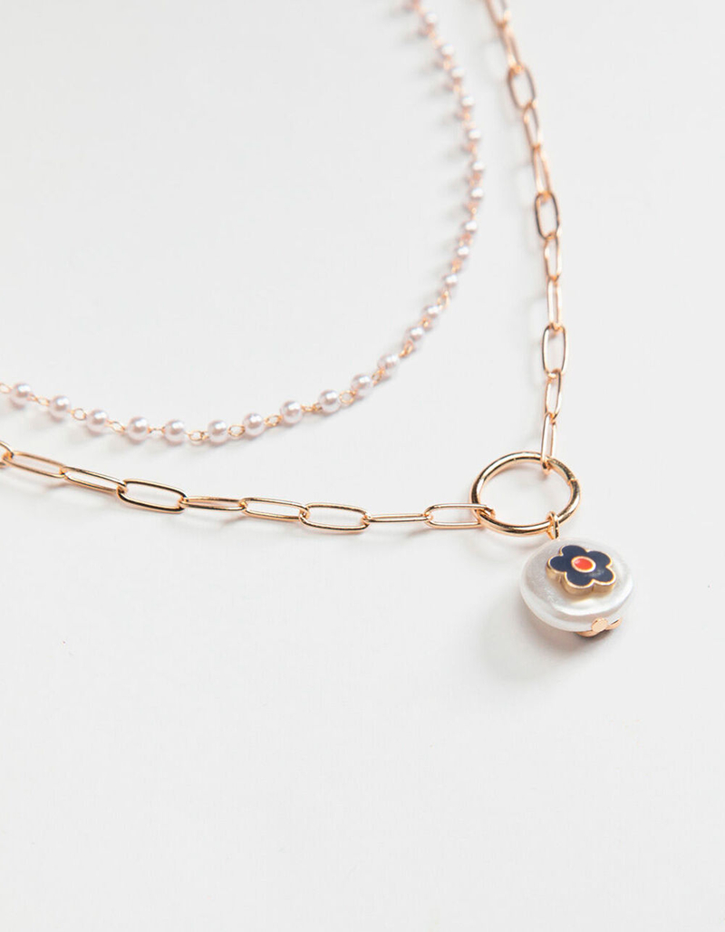 FULL TILT Pearl Flower Layered Necklace image number 1
