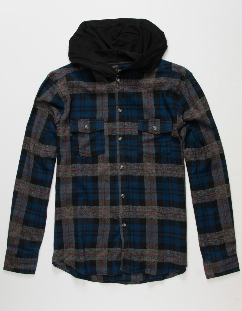 OCEAN CURRENT Plaid Mens  Hooded Flannel image number 0