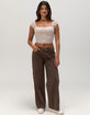 FULL TILT Print Rouched Lace Womens Top image number 2
