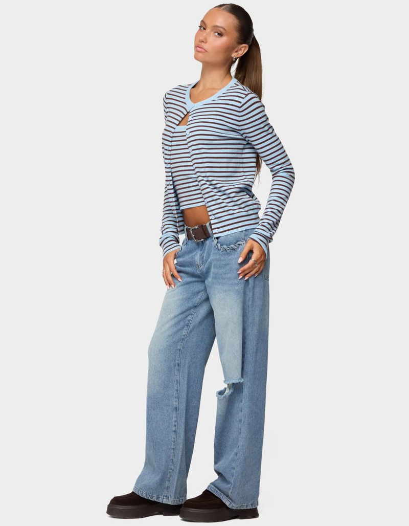 EDIKTED Dutton Distressed Low Rise Jeans image number 3