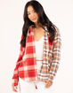 LOVE TREE Mix Media Womens Hooded Flannel image number 1