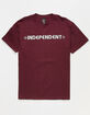 INDEPENDENT Bar Cross Mens Burgundy T-Shirt image number 2