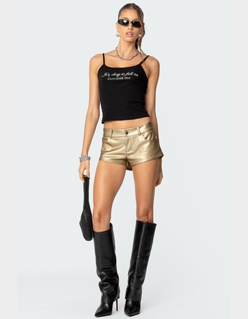 EDIKTED Melodi Faux Leather Micro Shorts Alternative Image