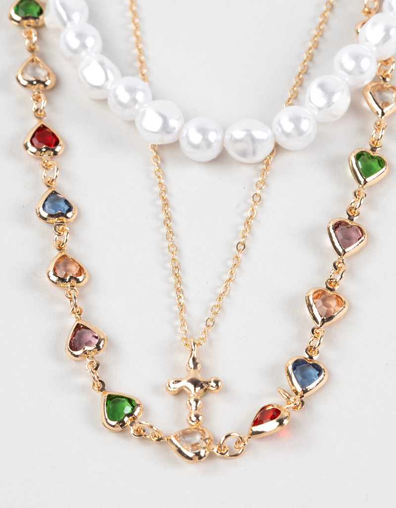 FULL TILT Layered/Cross/Stone/Pearl Necklace image number 1