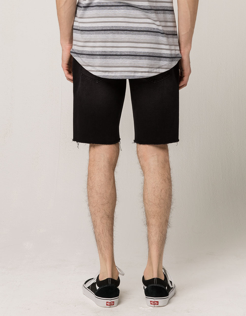 RSQ Black London Skinny Mens Ripped Denim Shorts image number 3
