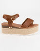 SODA High Ankle Strap Womens Tan Flatform Sandals image number 2
