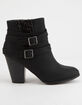 SODA Sweater Knit Block Heel Black Womens Booties image number 2