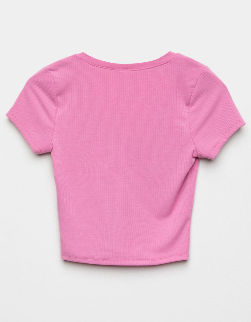 DESTINED Ribbed V-Neck Womens Crop Tee image number 6