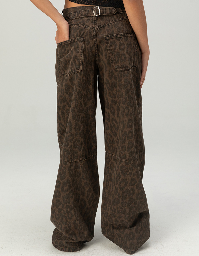 BDG Urban Outfitters Logan Buckle Leopard Baggy Barrel Womens Jeans image number 3