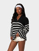 EDIKTED Oversized Quarter Zip Striped Womens Sweater image number 4