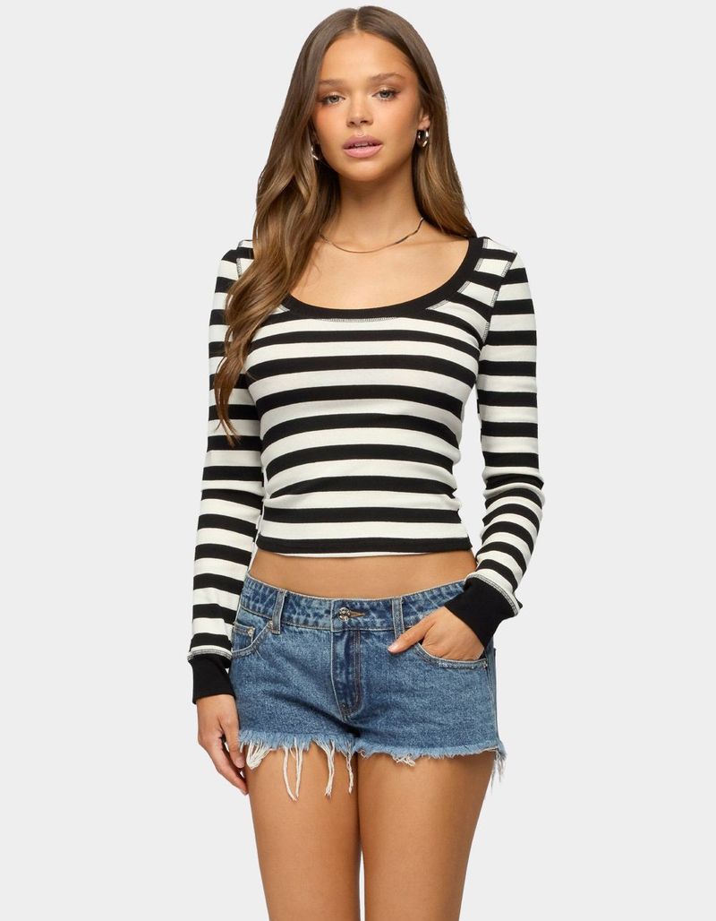 EDIKTED Rainey Striped Long Sleeve Top image number 0